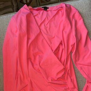 Ann Taylor Vibrant Pink Wrap Blouse